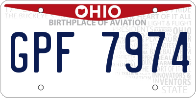 OH license plate GPF7974