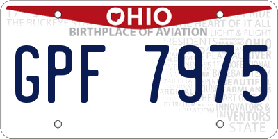OH license plate GPF7975