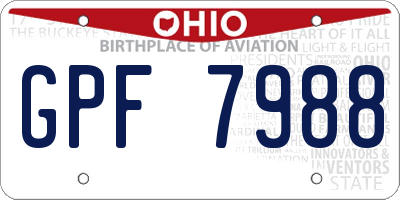 OH license plate GPF7988