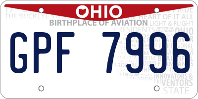 OH license plate GPF7996