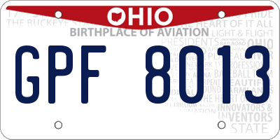 OH license plate GPF8013