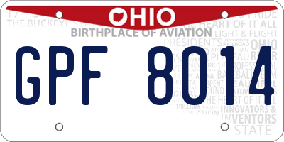 OH license plate GPF8014