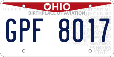 OH license plate GPF8017