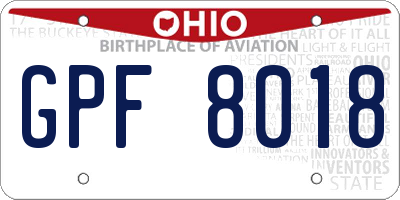 OH license plate GPF8018