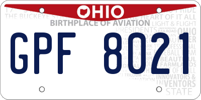 OH license plate GPF8021