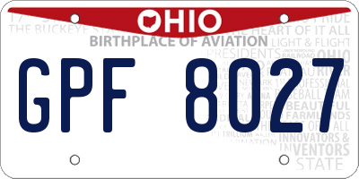 OH license plate GPF8027