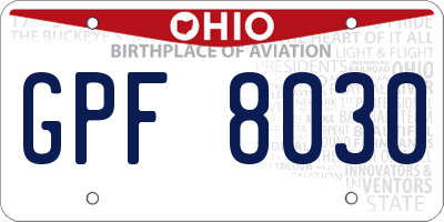 OH license plate GPF8030