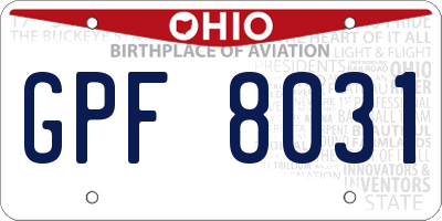 OH license plate GPF8031