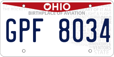 OH license plate GPF8034