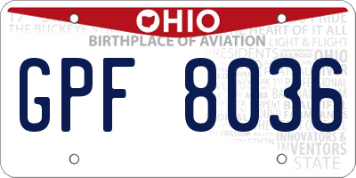 OH license plate GPF8036