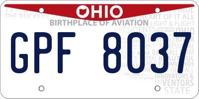 OH license plate GPF8037