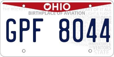OH license plate GPF8044