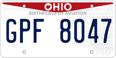 OH license plate GPF8047