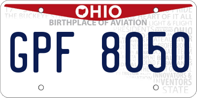 OH license plate GPF8050