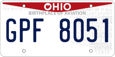 OH license plate GPF8051