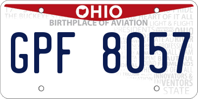 OH license plate GPF8057