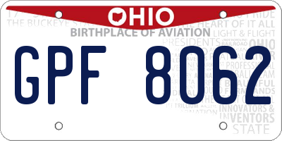 OH license plate GPF8062