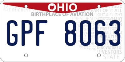 OH license plate GPF8063