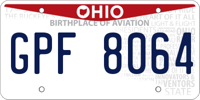 OH license plate GPF8064