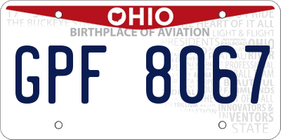 OH license plate GPF8067