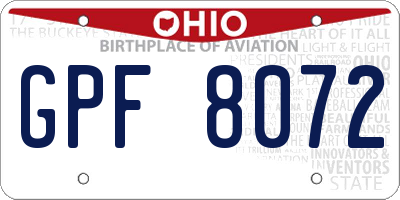 OH license plate GPF8072