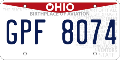 OH license plate GPF8074