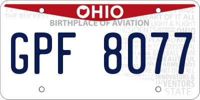 OH license plate GPF8077
