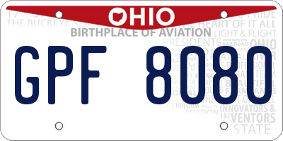 OH license plate GPF8080