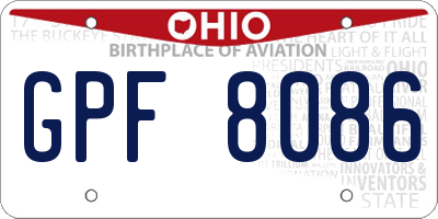 OH license plate GPF8086
