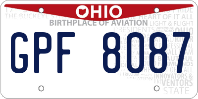 OH license plate GPF8087