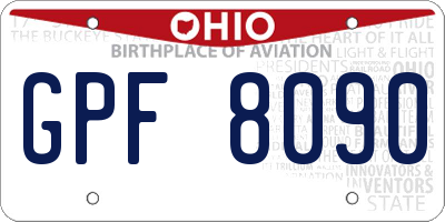 OH license plate GPF8090