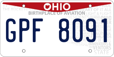 OH license plate GPF8091
