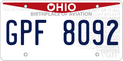 OH license plate GPF8092