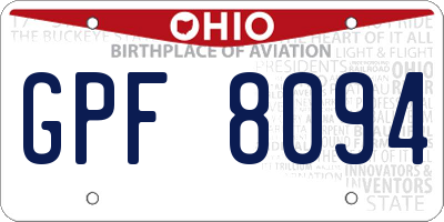 OH license plate GPF8094