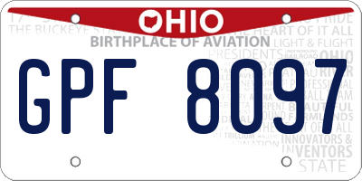 OH license plate GPF8097