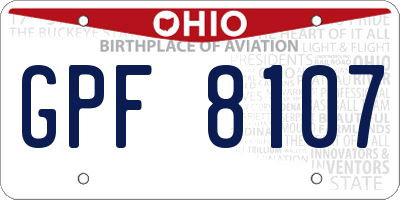 OH license plate GPF8107