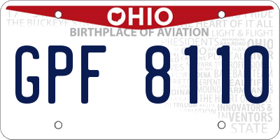 OH license plate GPF8110