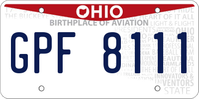OH license plate GPF8111