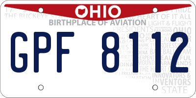 OH license plate GPF8112