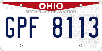 OH license plate GPF8113
