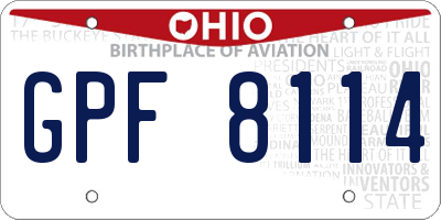 OH license plate GPF8114