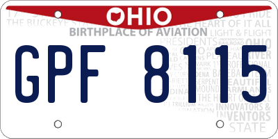 OH license plate GPF8115