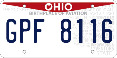 OH license plate GPF8116