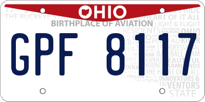OH license plate GPF8117