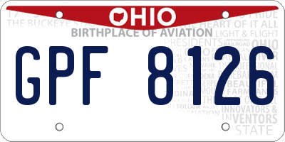 OH license plate GPF8126