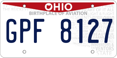 OH license plate GPF8127
