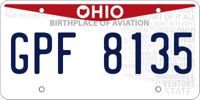 OH license plate GPF8135
