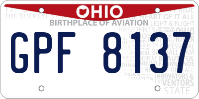 OH license plate GPF8137