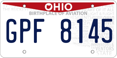 OH license plate GPF8145