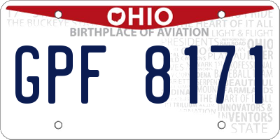 OH license plate GPF8171